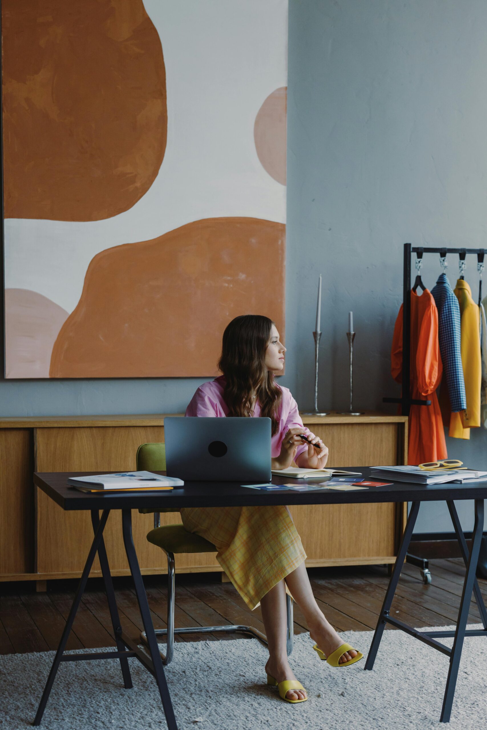 Woman working in a home office