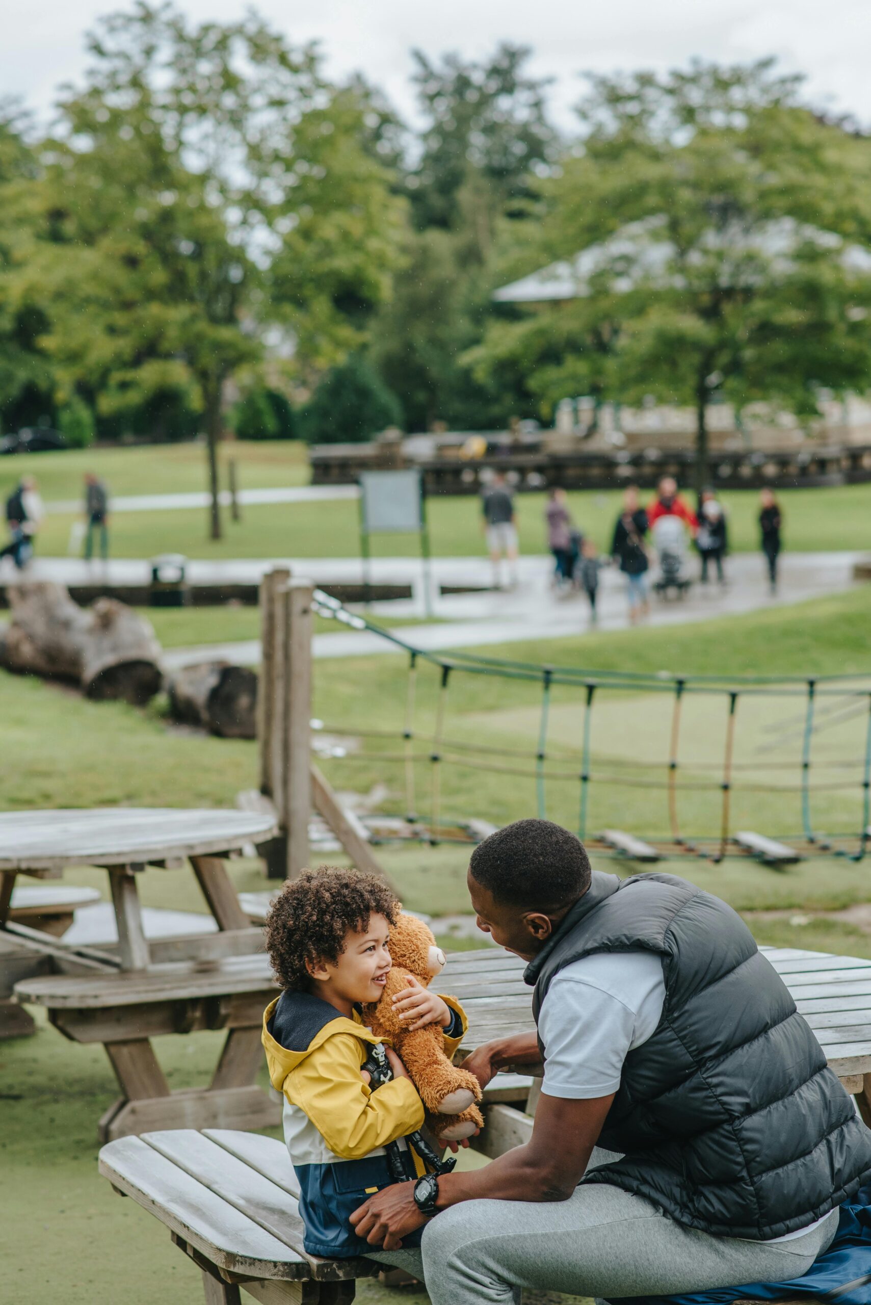 Father and son bonding in a park