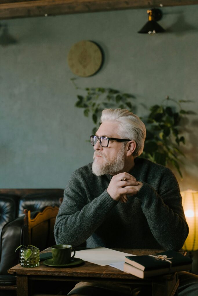 Elderly man in deep thoughts
