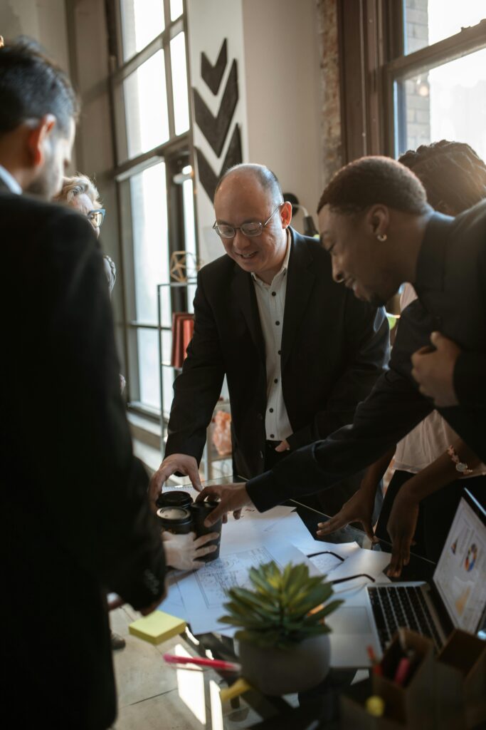 People having coffee during estate planning meeting