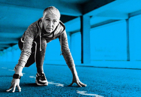 woman bracing to run a marathon