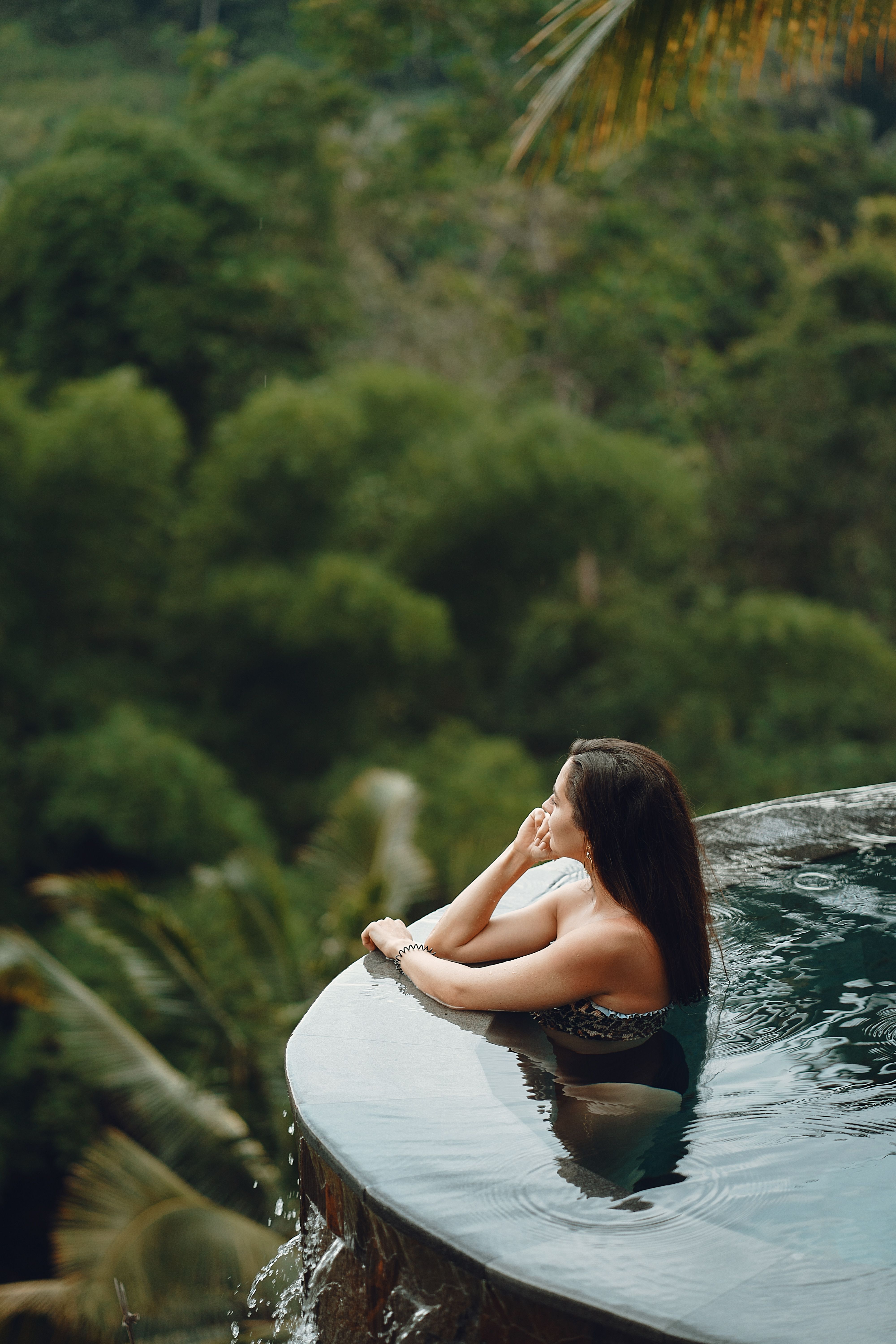 Woman relaxing in pool